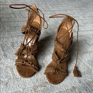 Aquazzura Brown Suede Women's Lace-Up Sandals